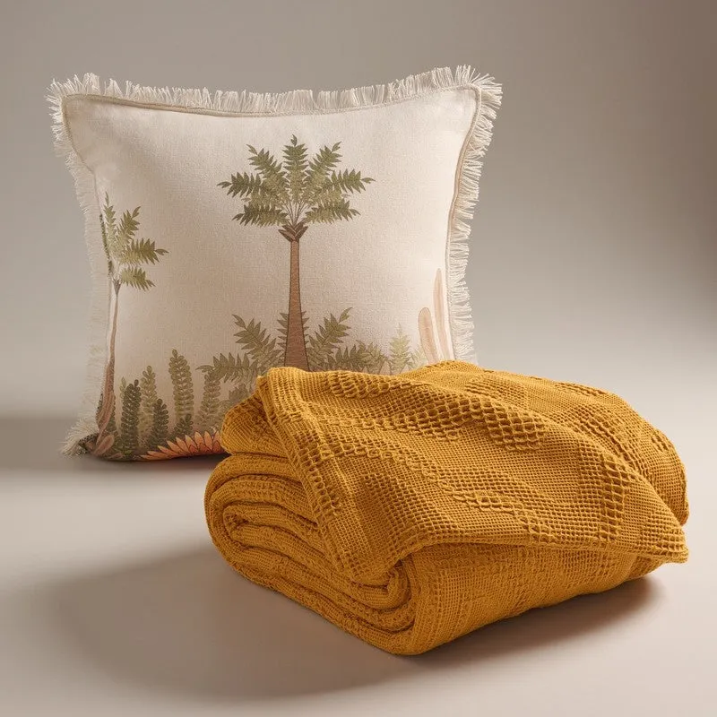 Solid Calm Cotton Bedcover (Yellow) (350 Gsm) - Two Piece Set media 3