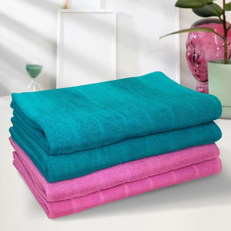 Sarda Bath Towel (Dark Blue & Purple) - Set Of Four media 1