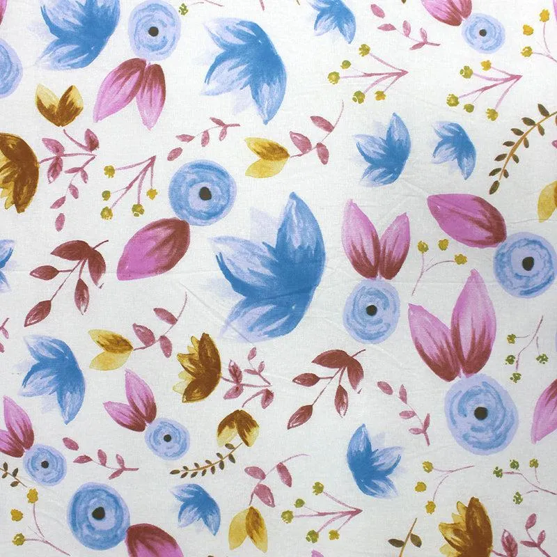 Vidhi Floral Cotton Bedsheet (White,Blue) - 110 TC media 5