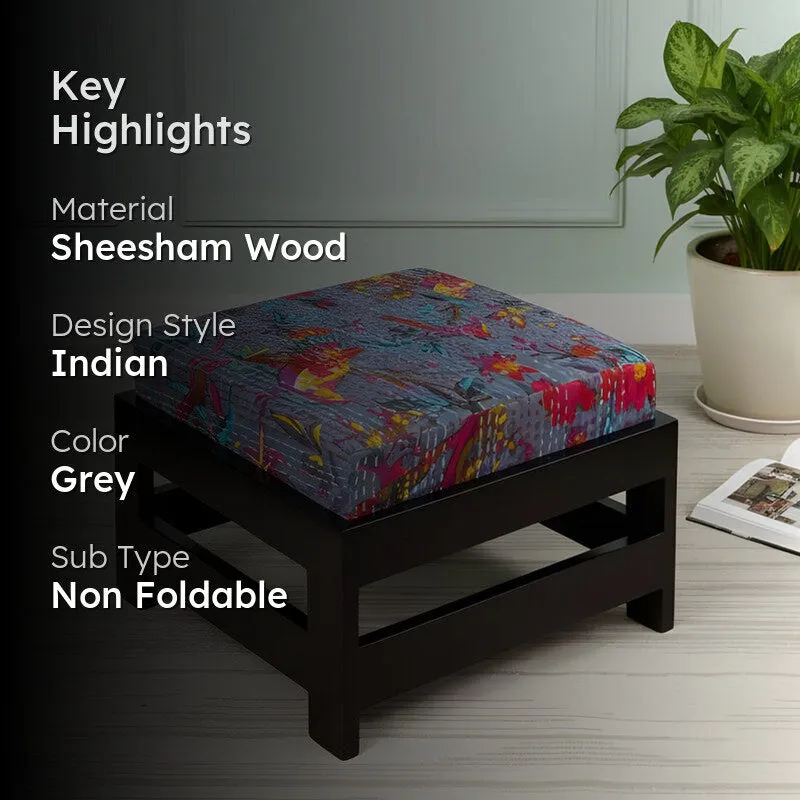 Mirox Sheesham Wooden Bench with Stool (Grey) - Two Piece Set media 2