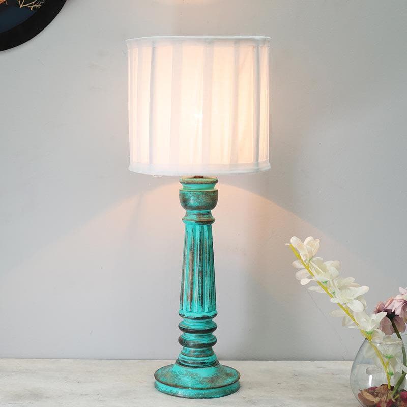 Anjika Fabric Table Lamp - White,Blue