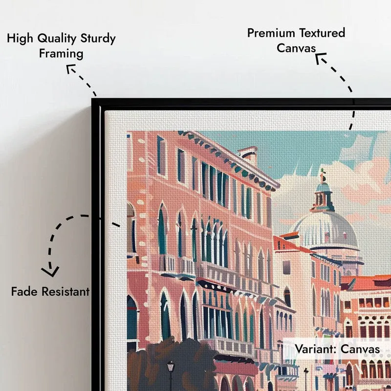 Vintage Venice Framed Canvas Wall Painting media 7