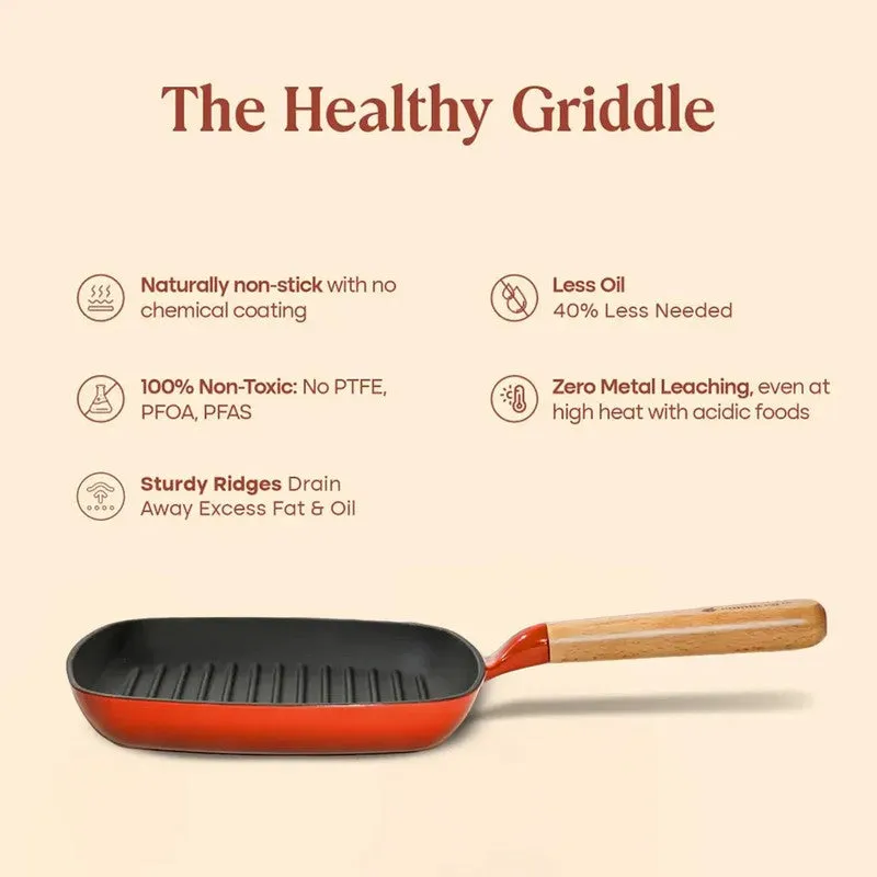 Cumin Co Enamel Cast Iron Grill Pan - Rust media 7