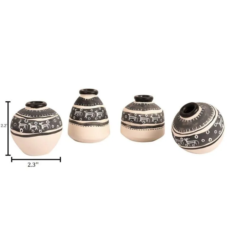 Chenaya Wooden Wall Shelf With Pots - Set Of Five media 5