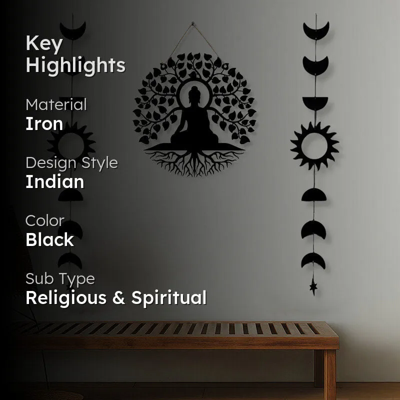 Bodhisatva with Phases of Moon Iron Wall Accent - Set Of Three media 2