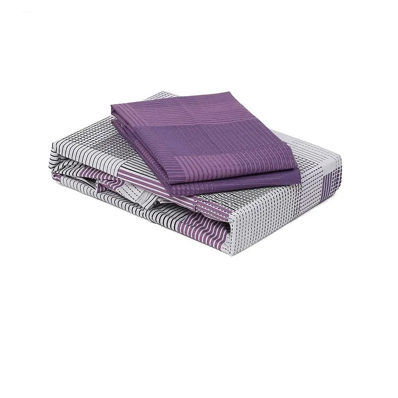 Monte Carlo Checkora Cotton Bedsheet (White,Purple) - 104 TC media 8