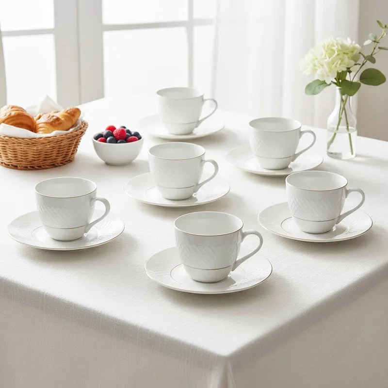 Kane Bone China Cup & Saucer (175 ML) - Twelve Piece Set media 1