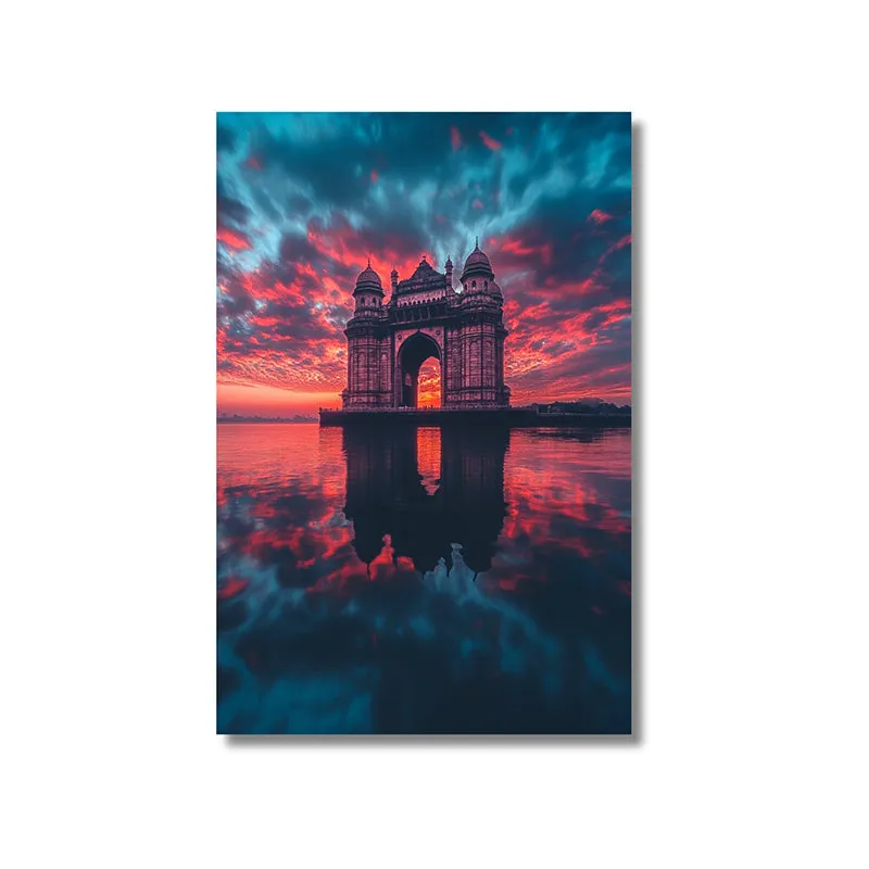 Moody Gateway Of India Wall Painting media 3