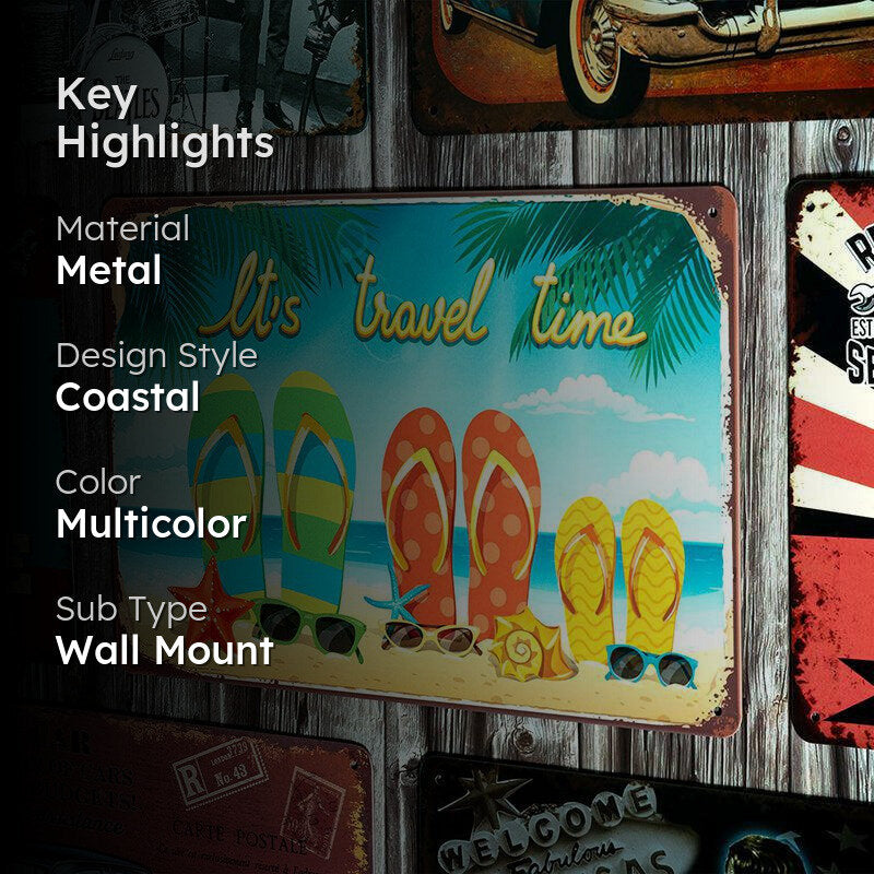 It's Travel Time Retro Metal Wall Accent media 2