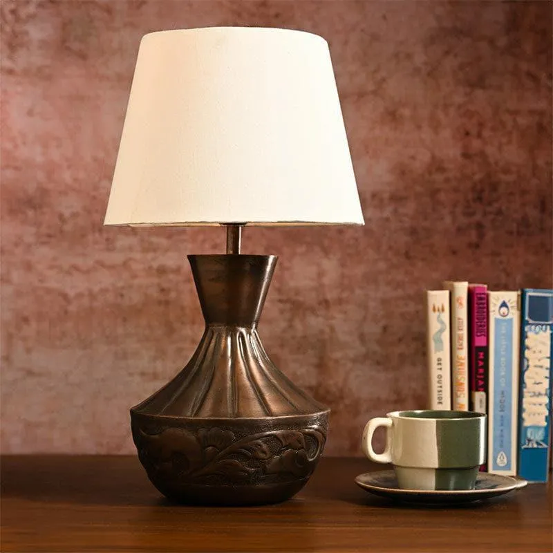 Kalash Etched Fabric Table Lamp - Copper,White media 3
