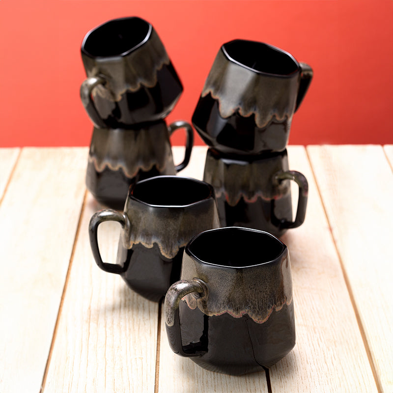 Sorena Ceramic Coffee Mug (220 mL Each) - Set of Six