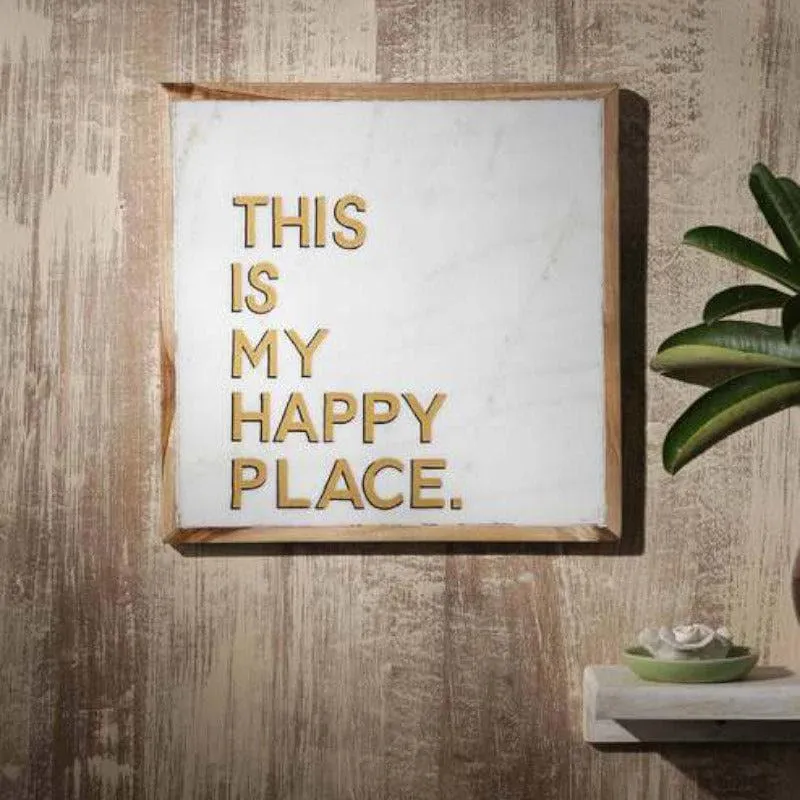 This Is My Happy Place Hand Painted Marble Wall Accent media 1