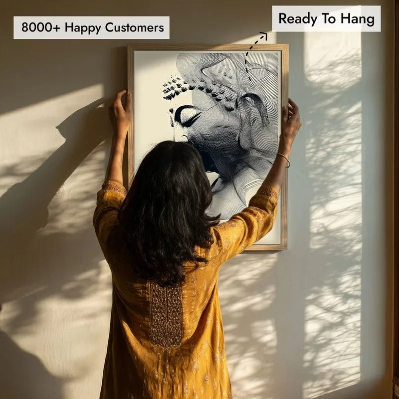 Buddha In Grace Archival Paper Wall Painting With Brown Frame media 7