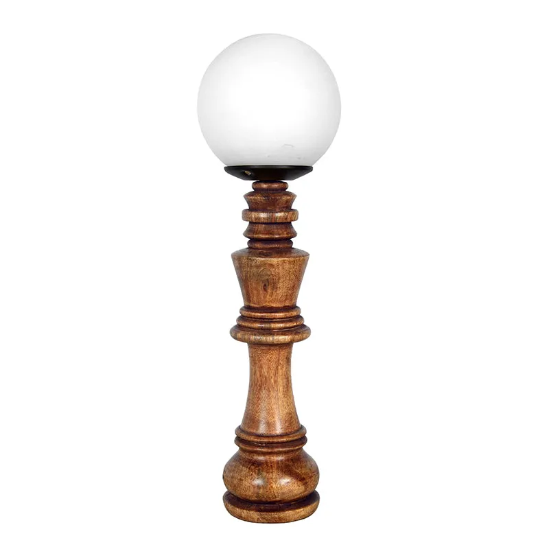 Chess King Wooden Table Lamp - Brown,White media 3