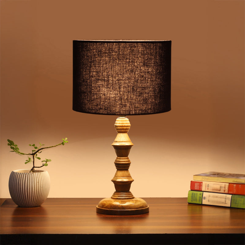 Cotin I Timber Wooden Table Lamp - Black,Brown