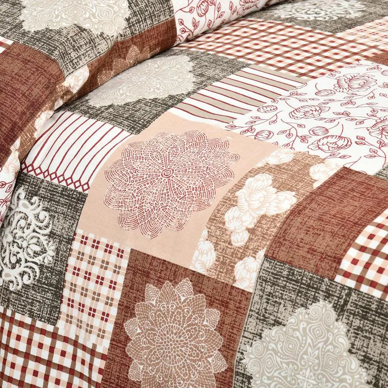 Aankhen Ethnic Cotton Bedsheet (Maroon,White) - 160 TC media 3