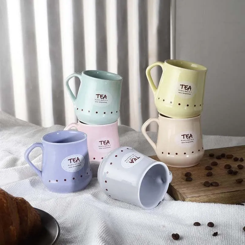 Happy Ceramic Tea Cup (190 mL Each) - Set of Six media 1