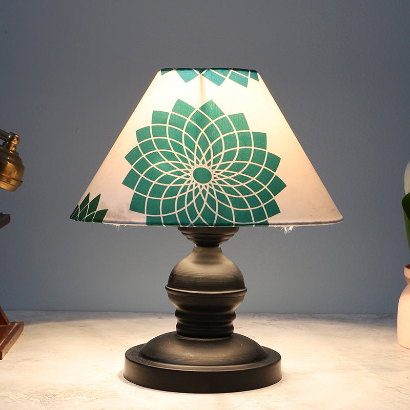 Akari Prima Printed Mango Wood Table Lamp - Green,Black,White
