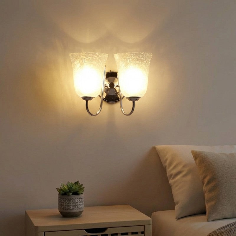Crystal Bloom Steel Base Glass Wall Lamp