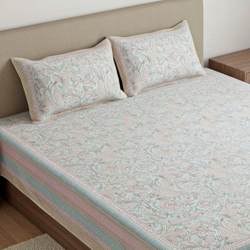 Saagara Floral Cotton Bedsheet (Multicolor) - 144 TC media 3