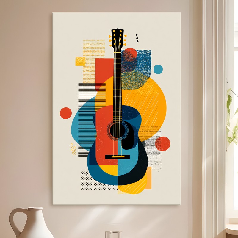 Riffa Geometric Guitar Canvas Wall Art media 4