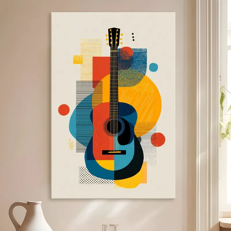 Riffa Geometric Guitar Canvas Wall Art media 4
