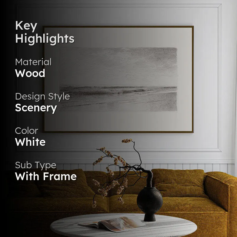 Monotone Waves Wood Wall Art With Frame - Black media 2