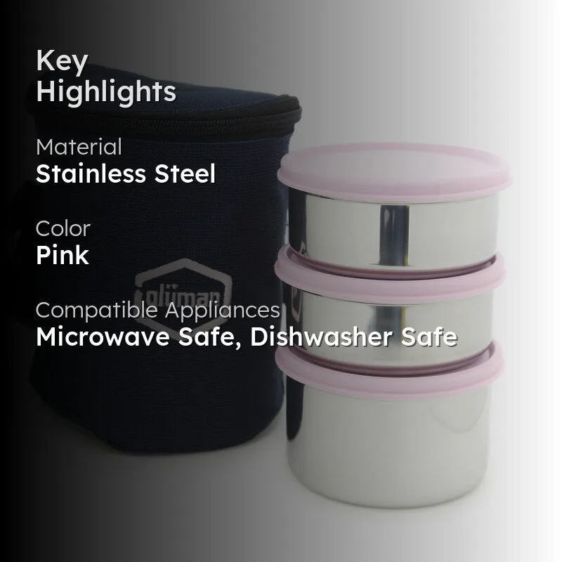 Darian Pink Lunch Box (500 ml/350 ml) - Four Piece Set media 2