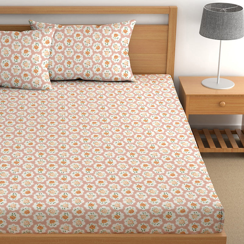 Belinda II Fitted Microfiber Microfiber Bedsheet (Orange) - 150 GSM media 4