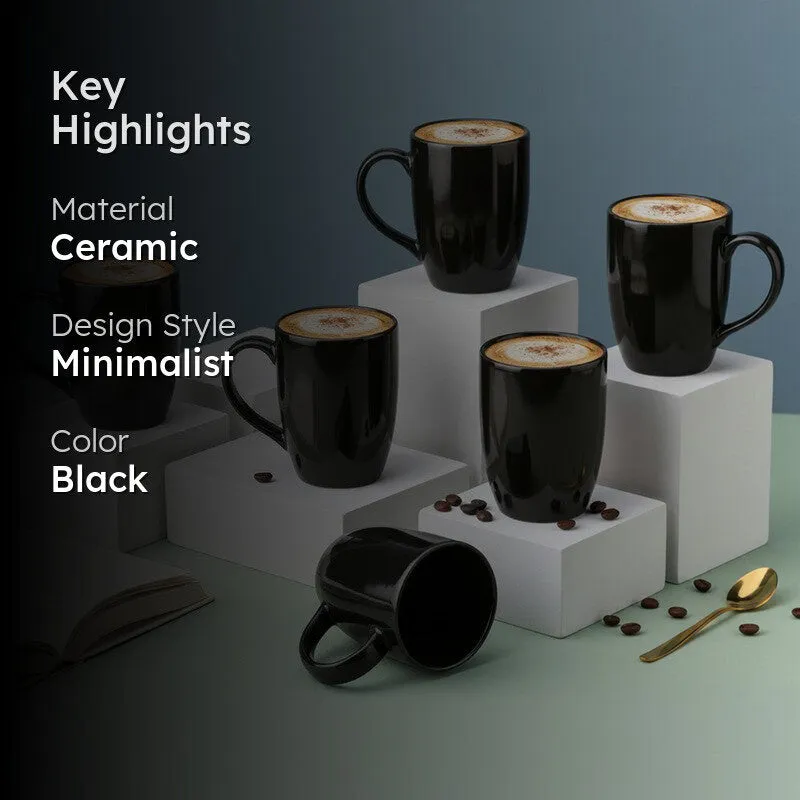 Kopi Ceramic Coffee Mug (Black/350 mL Each) - Set Of Six media 2