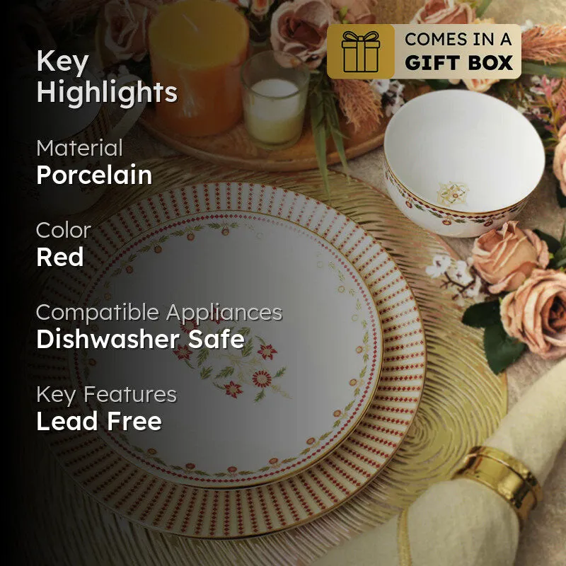 Gilded 24k Gold Brushed Porcelain Dinner Set - 33 Piece Set media 2