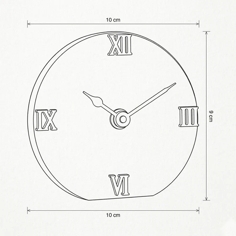 Line drawing of the clock with dimensions marked