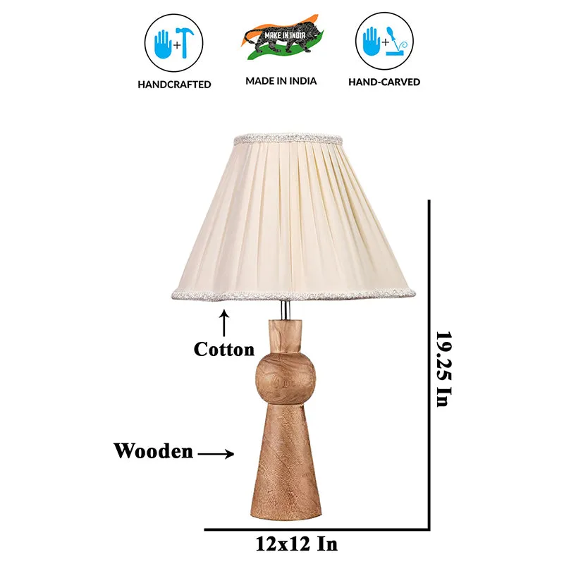 Angler Craft Pleated Wooden Table Lamp - Ivory,Brown media 5