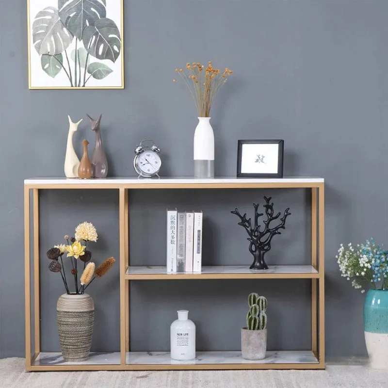 Luxury Metal Console Table with Marble Top - Large media 3