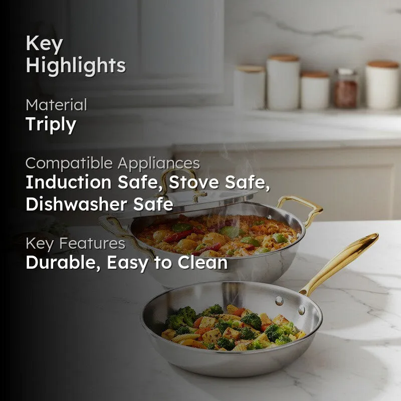 Solara Cook Edge Glossy Triply Cookware Sets - Two Piece Set - 2
