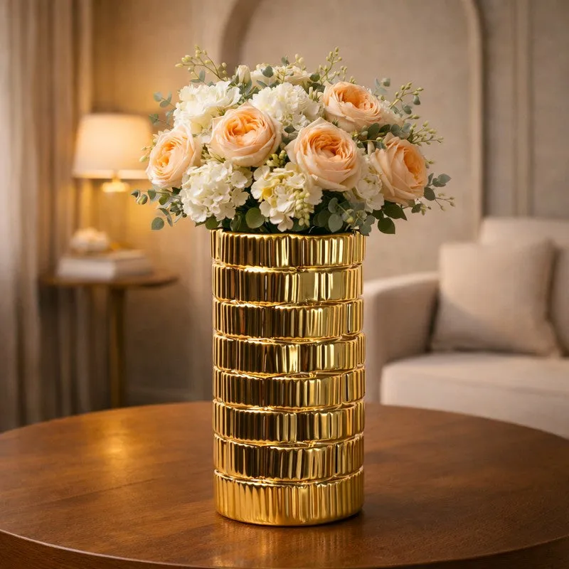 Gildora Tall Ceramic Vase - Gold media 8