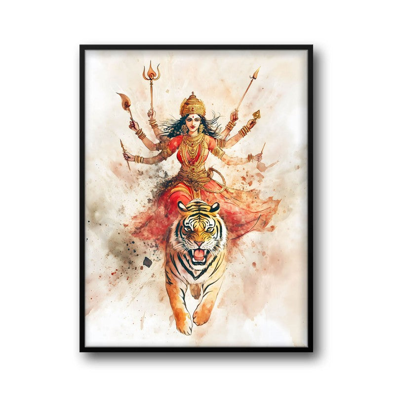 Shakthi Roar Spiritual Archival Paper Wall Painting With Frame - Black media 5