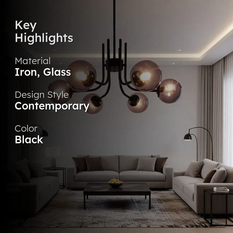 Smoky Globe Iron Sphere Ceiling Lamp - Black media 2