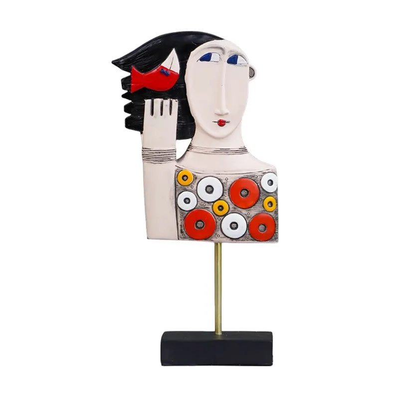 Modern Art Face Sculpture Showpieces -Multicolor media 3