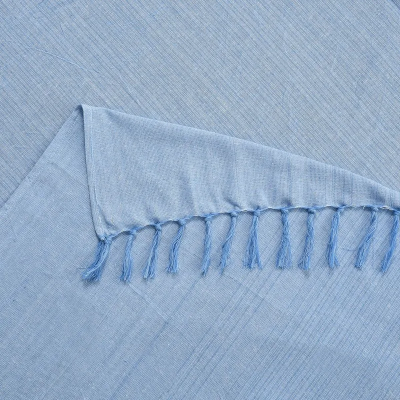 Artloom Solid Cotton Bedsheet (Blue) - 200 TC media 4