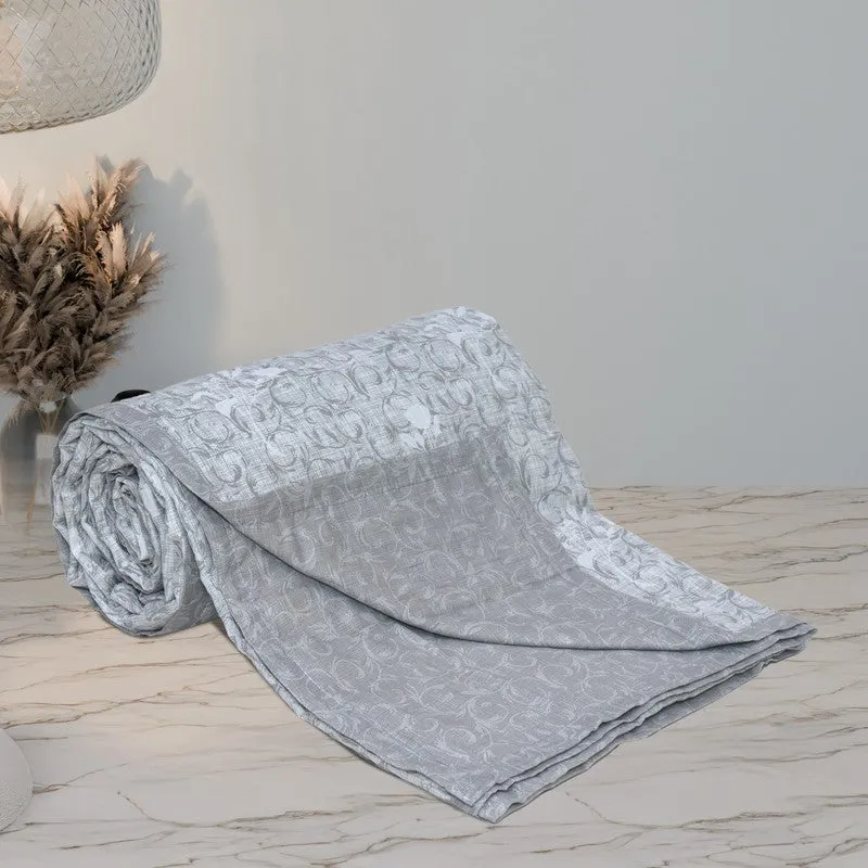 Little Petals Printed Cotton Dohar (Grey) - 120 GSM media 9