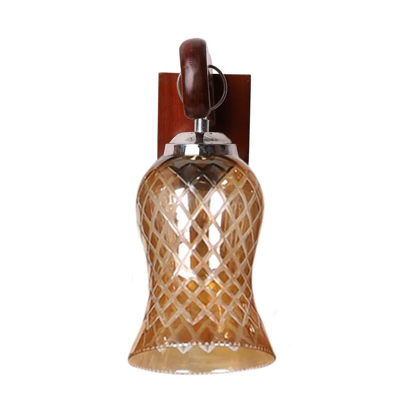 Honey Glow Arch Walnut-Amber Glass Wall Lamp media 6