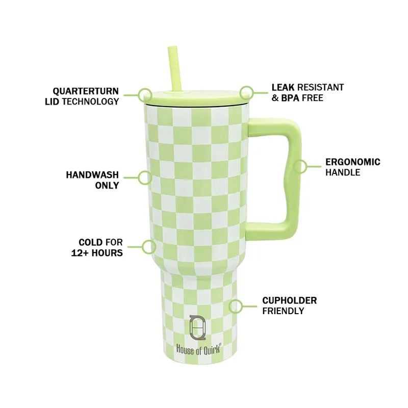 Chic Check Stainless Steel Tumbler (1200 ML) - Lime media 4