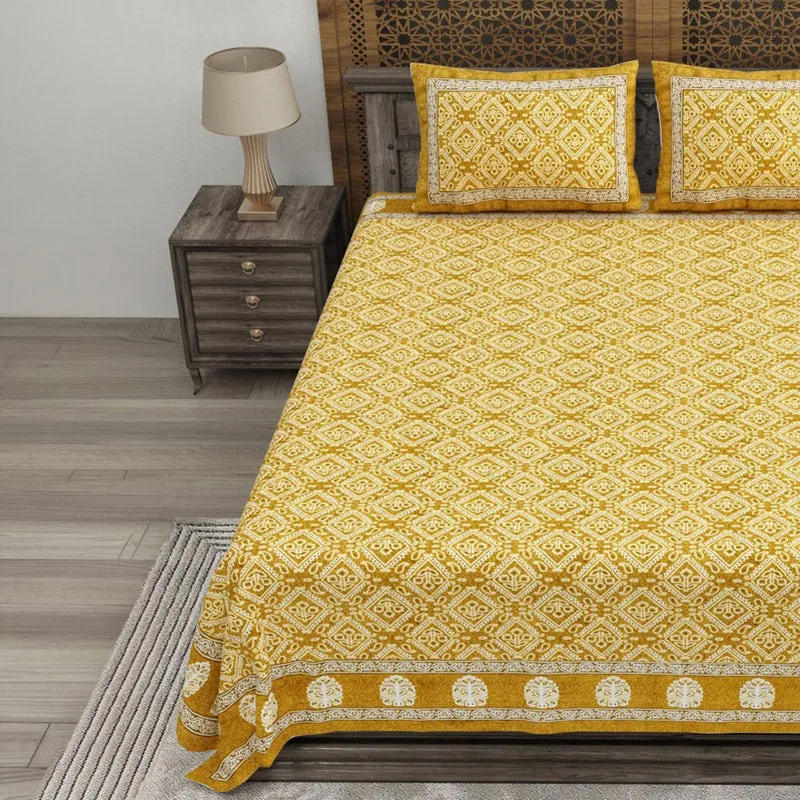 Geoo Cotton Bedsheet (Yellow) - 240 TC media 3