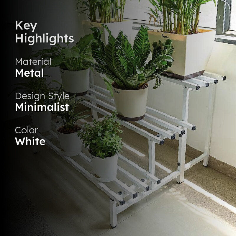 Botanika Elevate Three Tier Metal Plant Stand - White media 2
