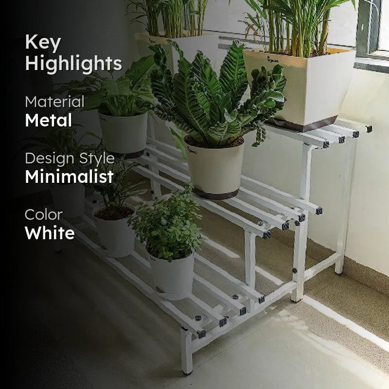 Botanika Elevate Three Tier Metal Plant Stand - White media 2