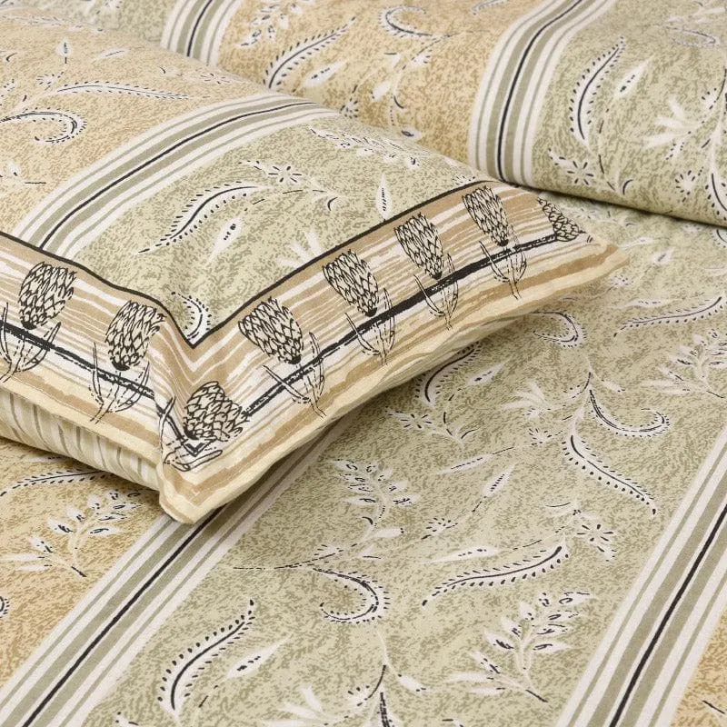 Sumina Printed Cotton Bedsheet (Green) - 160 TC media 3