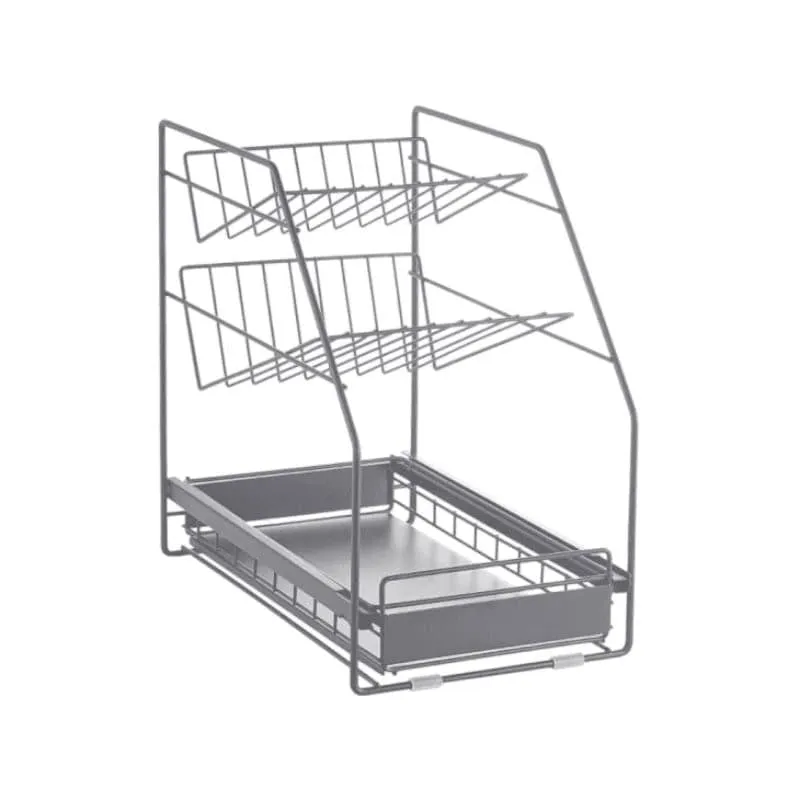Essentio Multi-Tier Kitchen Rack with Pull-Out Drawer - Black media 5