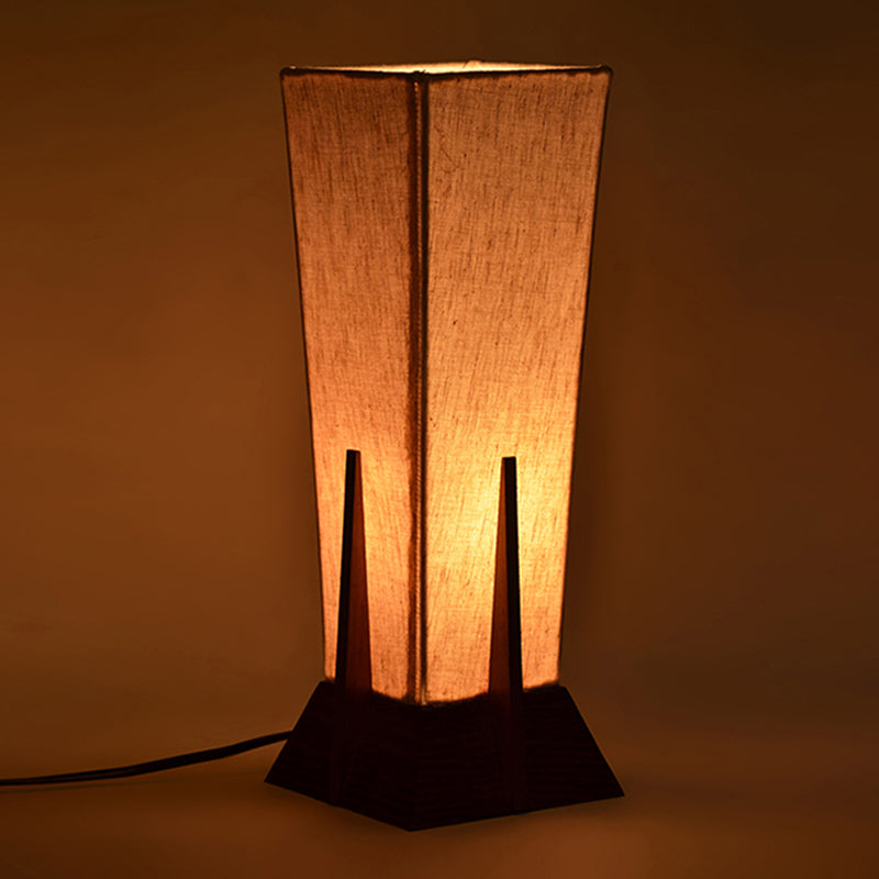 Sharvitha Handcrafted Sheesham Wood Table Lamp - Brown,Beige media 3