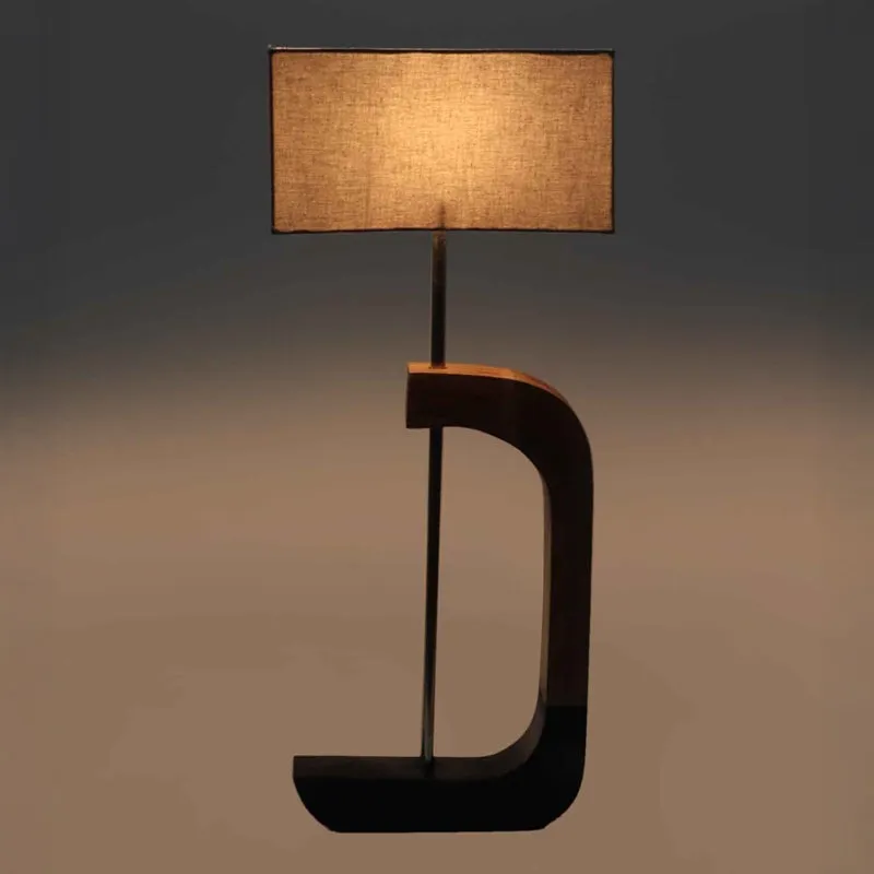 Elarc Wooden Table Lamp - Brown,Grey media 4